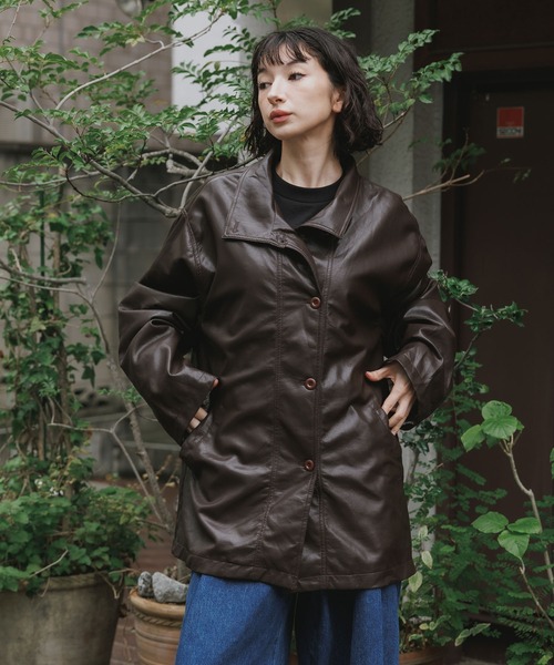 AO2 ブルゾン アウター Faux Leather Basic Half Coat / フェイク