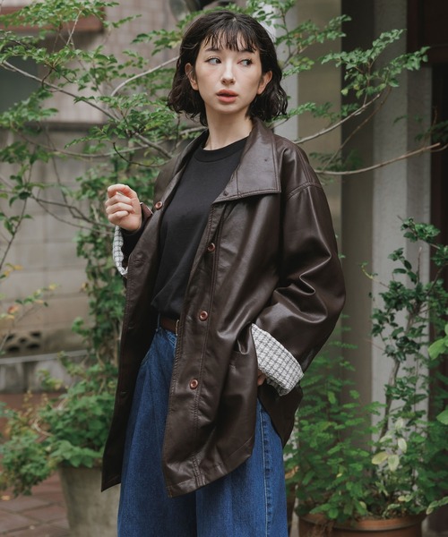 AO2 ブルゾン アウター Faux Leather Basic Half Coat / フェイク