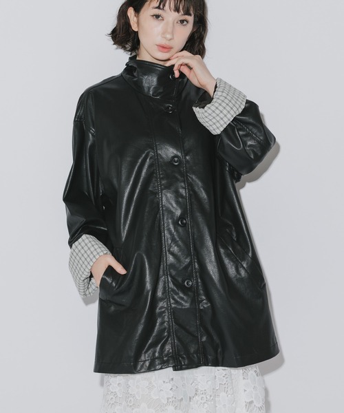 AO2 ブルゾン アウター Faux Leather Basic Half Coat / フェイク