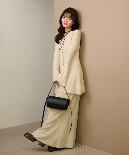 セットアップ button slit knit set up /フロントボタンスリットニット