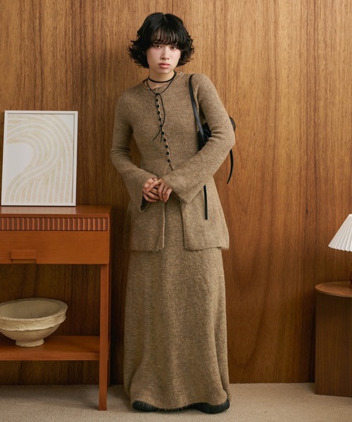 セットアップ button slit knit set up /フロントボタンスリットニット