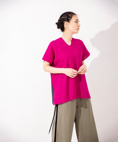 「OSMOSIS」 「loaf LE TRICOT」ノースリーブニット ONE SIZE ブルー レディース_画像5