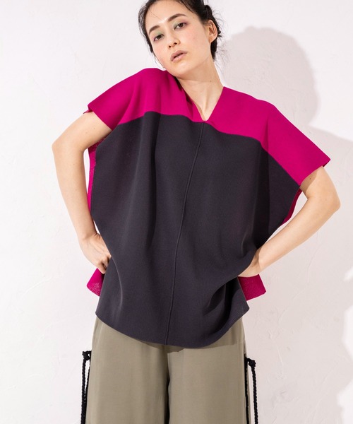 「OSMOSIS」 「loaf LE TRICOT」ノースリーブニット ONE SIZE ブルー レディース_画像6