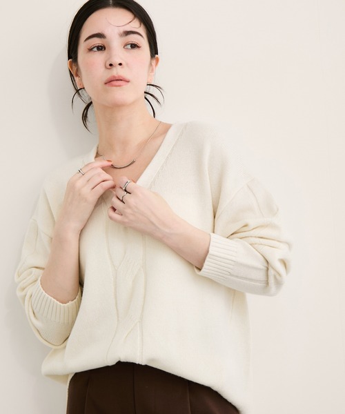 LE CERCLE par rope' ニット セーター カシミア混Vネックニットプル