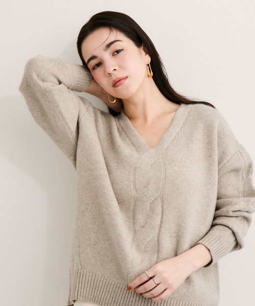 LE CERCLE par rope' ニット セーター カシミア混Vネックニットプル