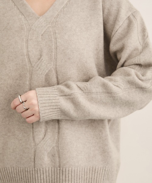 LE CERCLE par rope' ニット セーター カシミア混Vネックニットプル