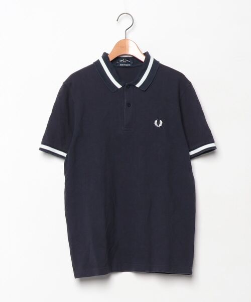 「FRED PERRY」 半袖ポロシャツ 42 ダークネイビー メンズ