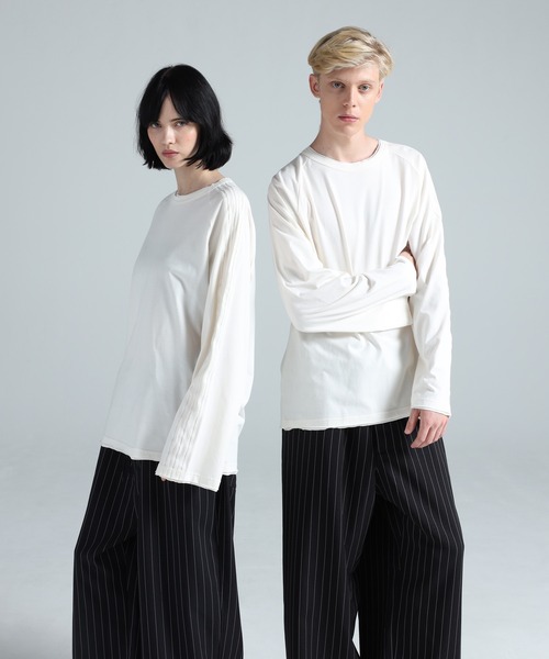 Y-3 tシャツ RAW EDGE 3 STRIPES LONG SLEEVE TEE メンズ レディース 