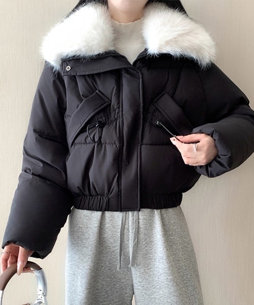 【極美品✨】23区 ショートダウンコート ダウンジャケット ファー 軽量 黒 M ダウンコート ダウンジャケット フェイクファー付きショートジャケット