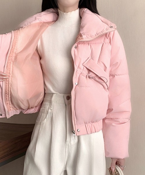 ピンク ショート丈 ダウンジャケット 楽天市場】【jakke】 PATRICIA フェイクレザーダウンジャケット
