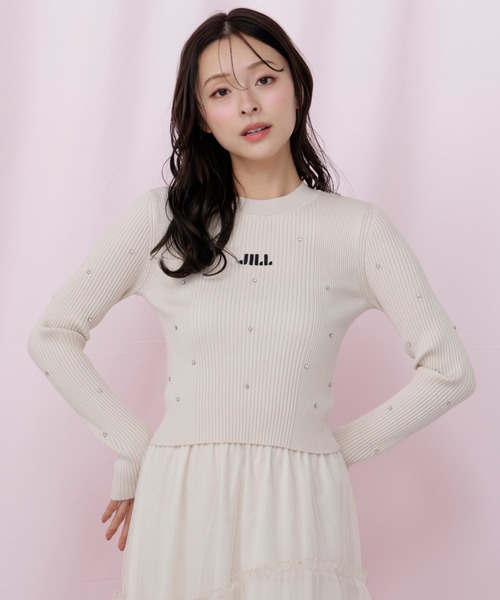 ジルバイジルスチュアート白パール付ニットフリーサイズ秋ホワイトベージュ冬レディー JILL by JILL STUART（ジルバイジルスチュアート） ニット セーター