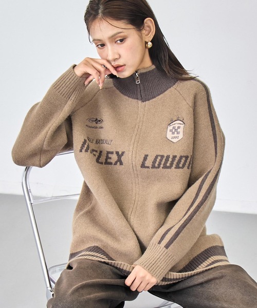 ANAP（アナップ） ニット セーター ゲーミング ロゴ ハイネック ジップ