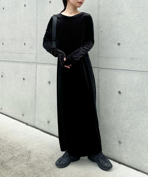 select MOCA by son」 長袖ワンピース MEDIUM ブラック レディース