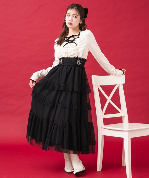 【極美品】セルフポートレート 花柄 スパンコール チュール マキシワンピース クチュールバイロジータ ワンピース チュールティアードドッキング