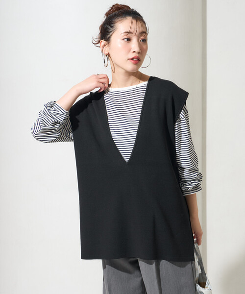KARENNE コットンブレンドニットジレ FREAK'S STORE（フリークスストア） ベスト ジレ 限定展開 コットン