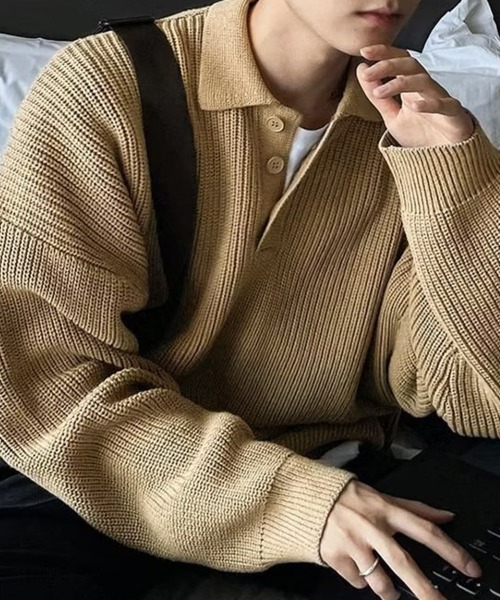 KELVIN セーター ニット Loose Fit Polo Knit ルーズフィット