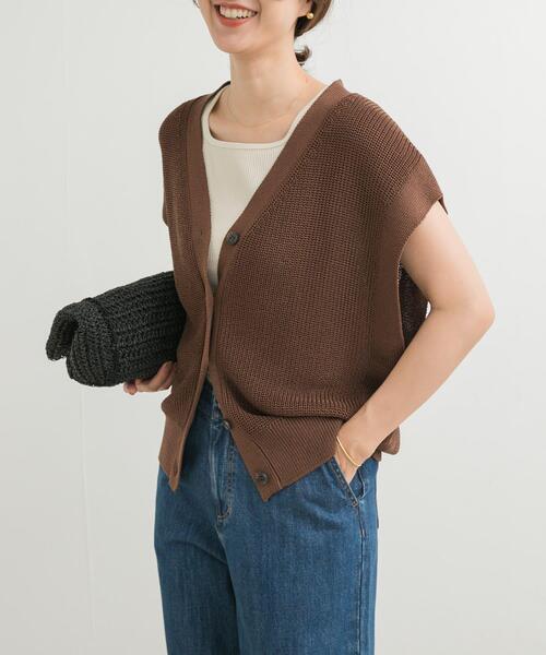 「URBAN RESEARCH DOORS」 ニットベスト MEDIUM ベージュ レディース_画像3