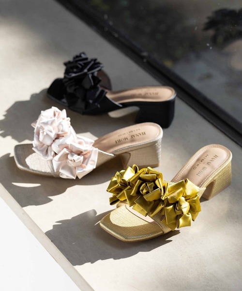 サンダル 「HIMIKO」HANAE MORI×HIMIKO フラワーフリルミュール レディースの画像