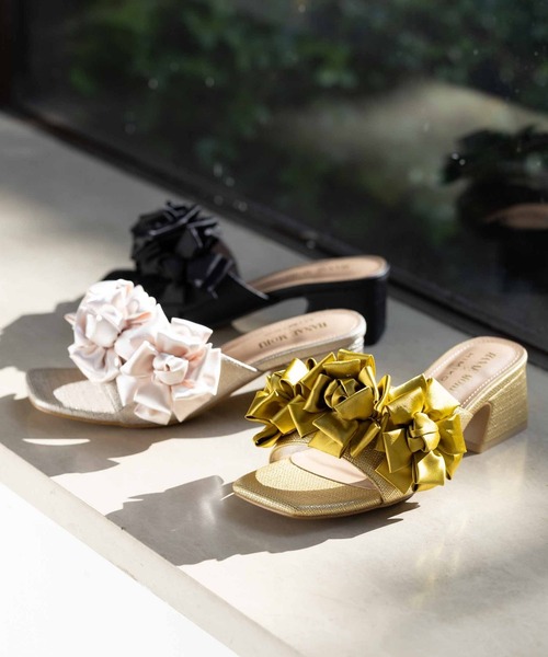 サンダル 「HIMIKO」HANAE MORI×HIMIKO フラワーフリルミュール レディースの画像