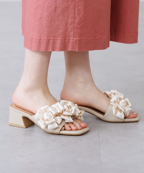 サンダル 「HIMIKO」HANAE MORI×HIMIKO フラワーフリルミュール レディースの画像
