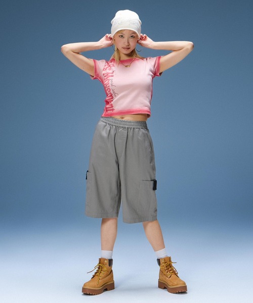 X-girl（エックスガール） パンツ FADED FACE LABEL EASY SHORTS