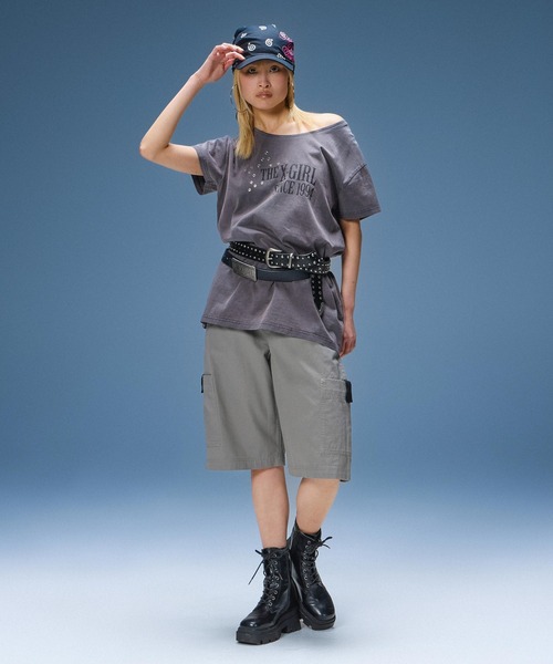 X-girl（エックスガール） パンツ FADED FACE LABEL EASY SHORTS