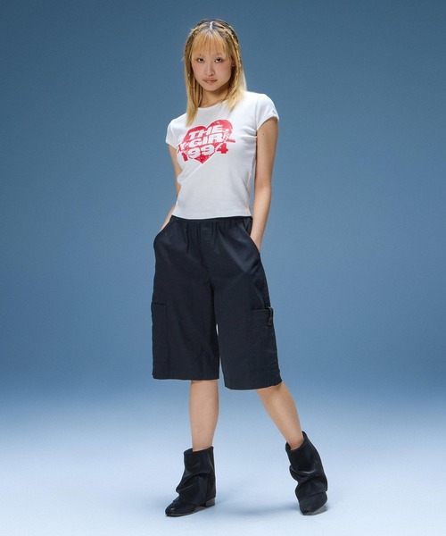 X-girl（エックスガール） パンツ FADED FACE LABEL EASY SHORTS