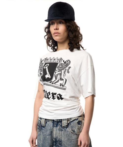 vaquera バケラ ブラプリント ホワイト Tシャツ S レア美品】Vaquera バケラ ブラプリント 半袖Tシャツ ワンピース