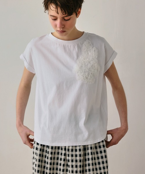 tシャツ 「KELEN / ケレン」チュール刺繍デザインコットンジャージープルオーバー レディースの画像