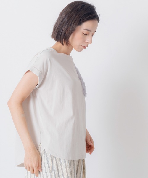 tシャツ 「KELEN / ケレン」チュール刺繍デザインコットンジャージープルオーバー レディースの画像