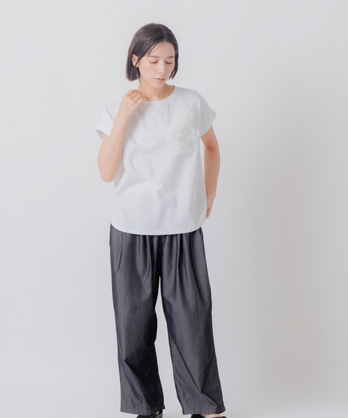 tシャツ 「KELEN / ケレン」チュール刺繍デザインコットンジャージープルオーバー レディースの画像