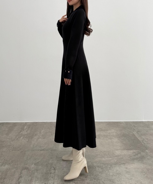 「CENEA」 長袖ワンピース LARGE モカ レディース_画像4