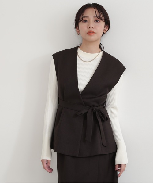 「NATURAL BEAUTY BASIC」 ベスト SMALL グレー レディース_画像4