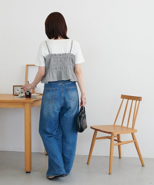 ブラウス シャツ 「WEB限定」ギンガムチェックシャーリングビスチェ レディース | Discoat | 12