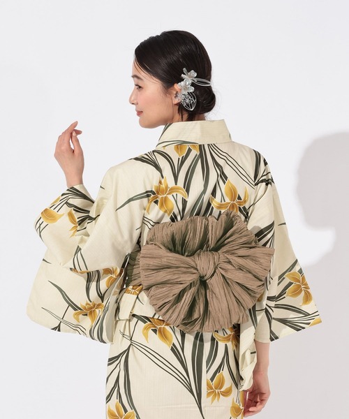 utatane 浴衣 浴衣3点セット 綿麻 涼しげ上品糸菊 レディース