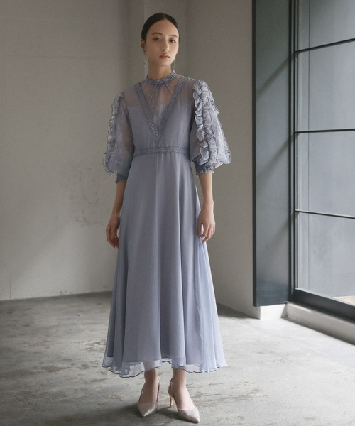 「GIRL」 7分袖ワンピース M グレイッシュベージュ レディース_画像5