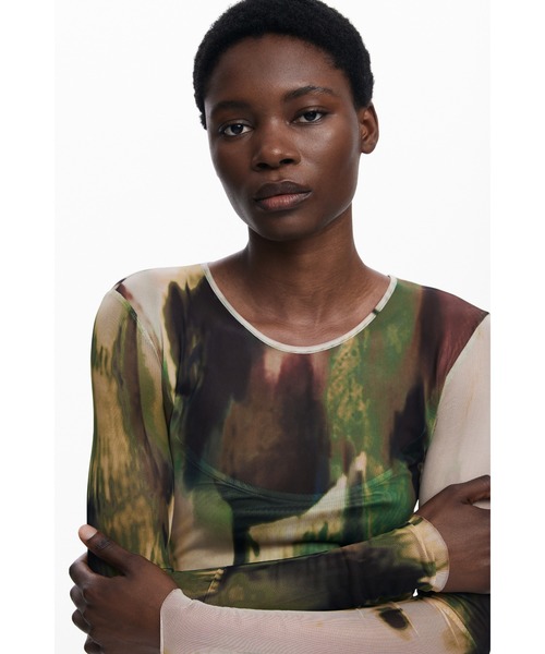 「Desigual」 長袖ワンピース S グリーン レディース_画像4