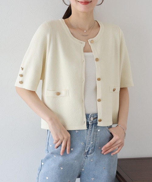 「BLUEEAST」 ニットカーディガン MEDIUM ベージュ レディース_画像4