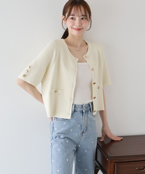 「BLUEEAST」 ニットカーディガン MEDIUM ベージュ レディース_画像6