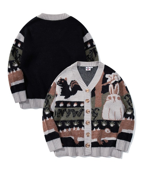 vintageヴィンテージ昭和レトロくまさんウサギ刺繍カーディガン vintageヴィンテージ昭和レトロくまさんウサギ刺繍カーディガン