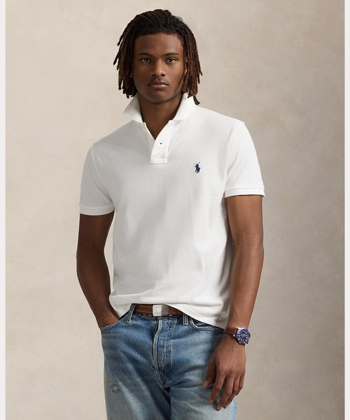 新品Polo Ralph Lauren スリムフィット ポロシャツ ホワイト POLO RALPH LAUREN ポロシャツ カスタム スリム フィット