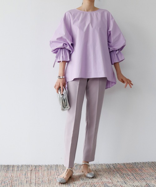 ELFRANK ブラウス シャツ 「綿100％使用」バックプリーツボリューム  