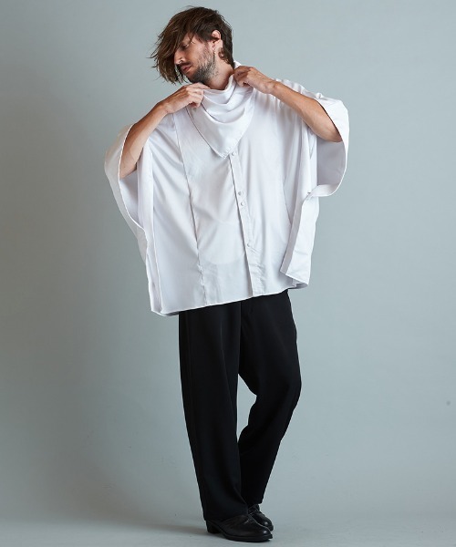 未使用！ifTシャツポンチョ NO ID.（ノーアイディー） シャツ 「NO ID.」Asymmetry Poncho Shirt