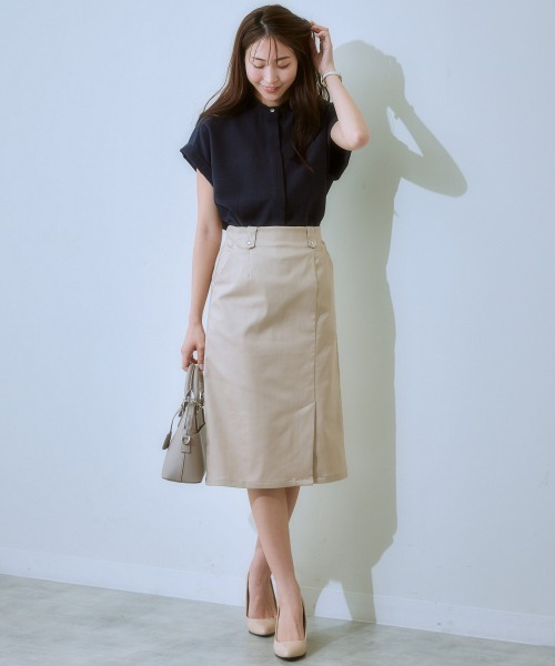 7days Life Styling スカート サラサラ裏メッシュ綿混ストレッチミディ