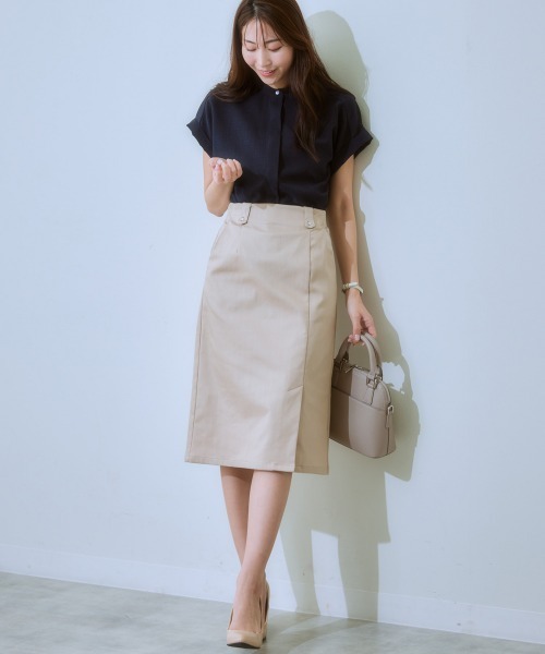 7days Life Styling スカート サラサラ裏メッシュ綿混ストレッチミディ