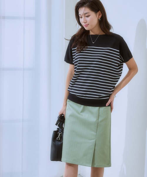 7days Life Styling スカート サラサラ裏メッシュ綿混ストレッチミディ