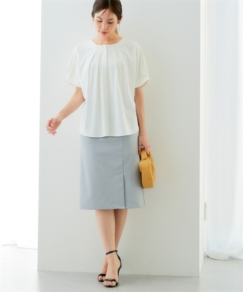 7days Life Styling スカート サラサラ裏メッシュ綿混ストレッチミディ