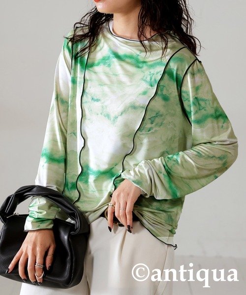 antiqua tシャツ マーブル柄メロウトップス レディース