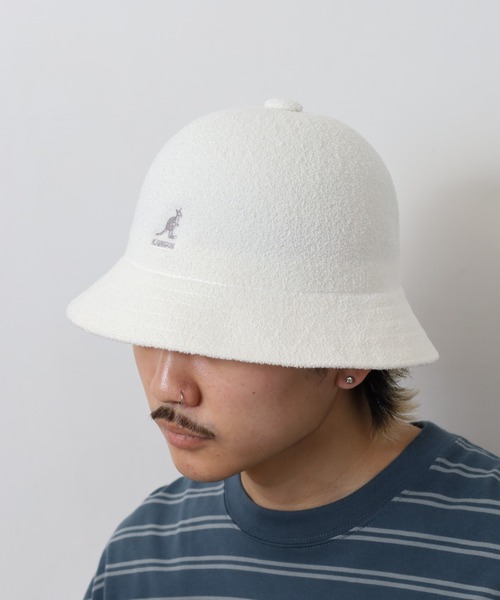 KANEDA×KANGOLPlaid Bermuda Casual ハット　白 kg-2401106main1.jpg