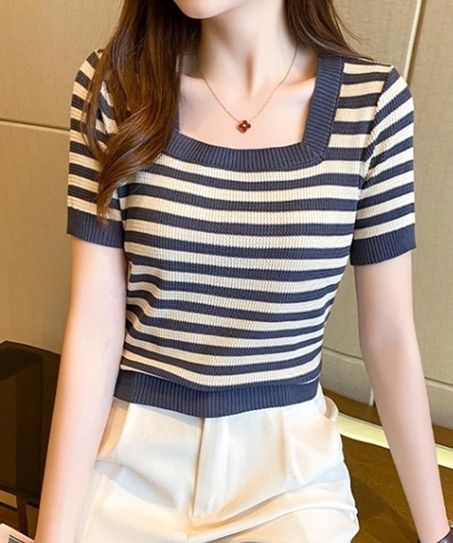 Dewlily ニット セーター ボーダーサマーニット レディース : ZOZOTOWN